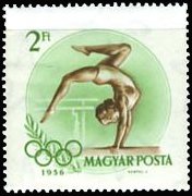 (1956-020) Марка Венгрия "Гимнастика"    Летние Олимпийские игры 1956, Мельбурн II O